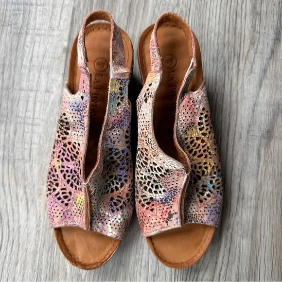 La Pinta Watercolor Wooden Cork-Bottom‎ Wedges - Picture 3 of 9